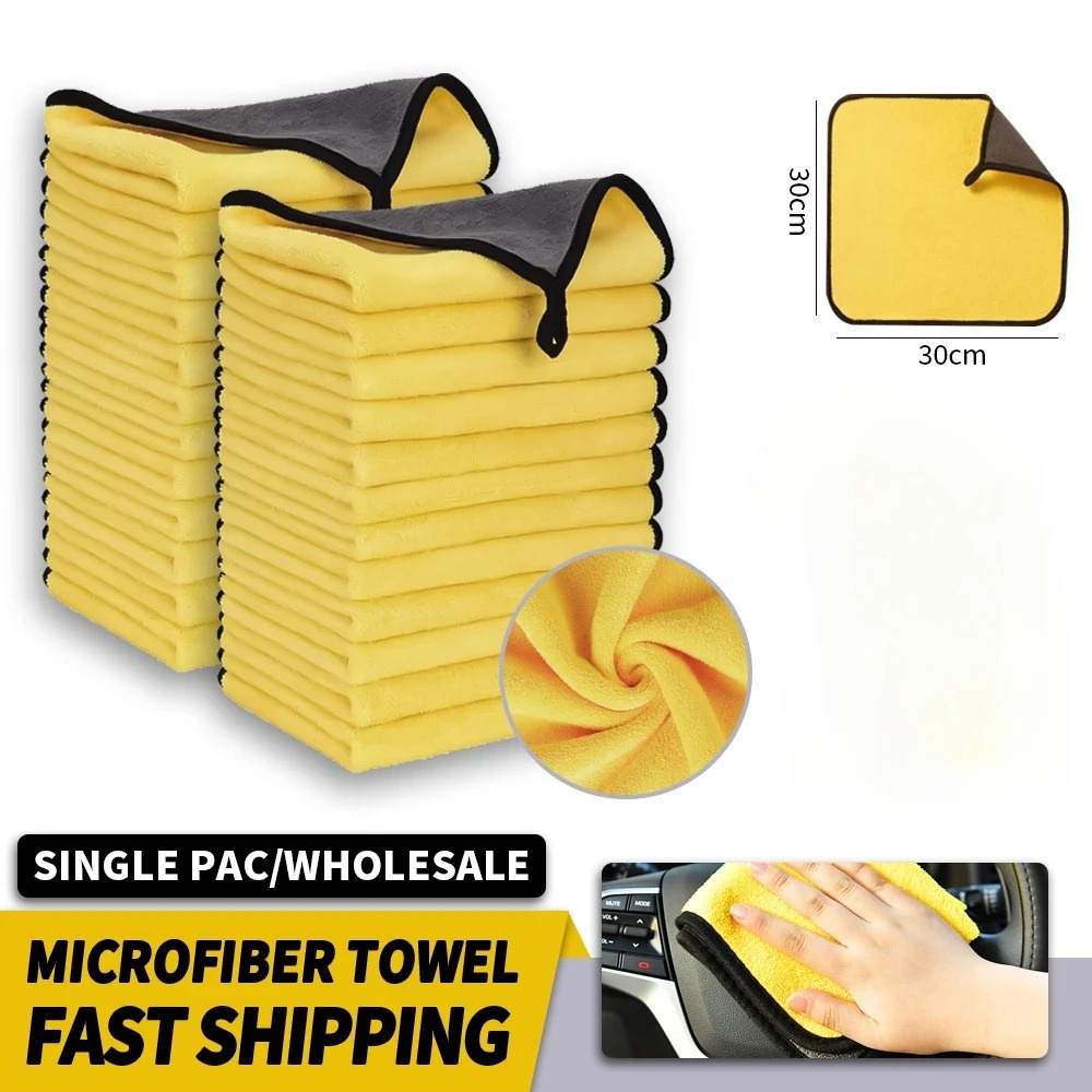 Microfiber Towel Detailing - 卸売両面カーマイクロファイバークロス超吸収性洗浄乾燥クリーニングタオル自動車ディテーリングタオル雑巾クリーニングツール